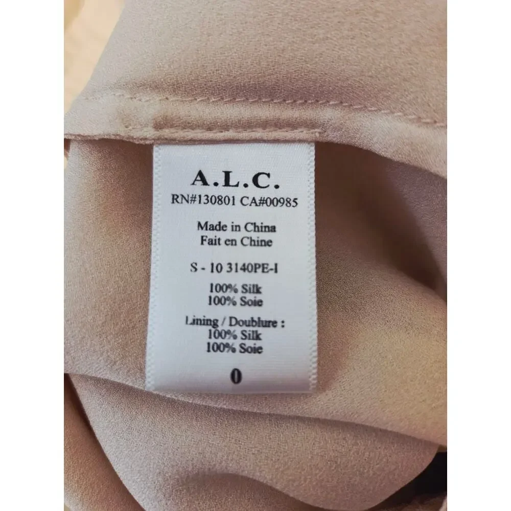 A.L.C. Silk Mini Skirt 0 XS Beige Nude Blush Layered Belted Flowy 100% Silk